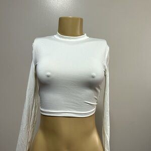SHEIN White Long Sleeve Crop Top